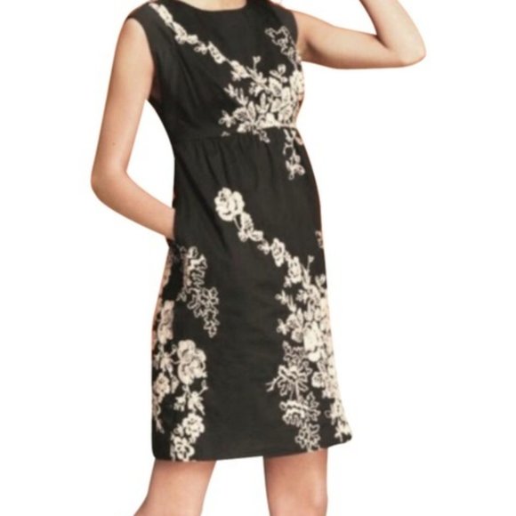 J Crew Mirabel Grey Cream Embroidered Cotton Dress Size 4 - Picture 1 of 8